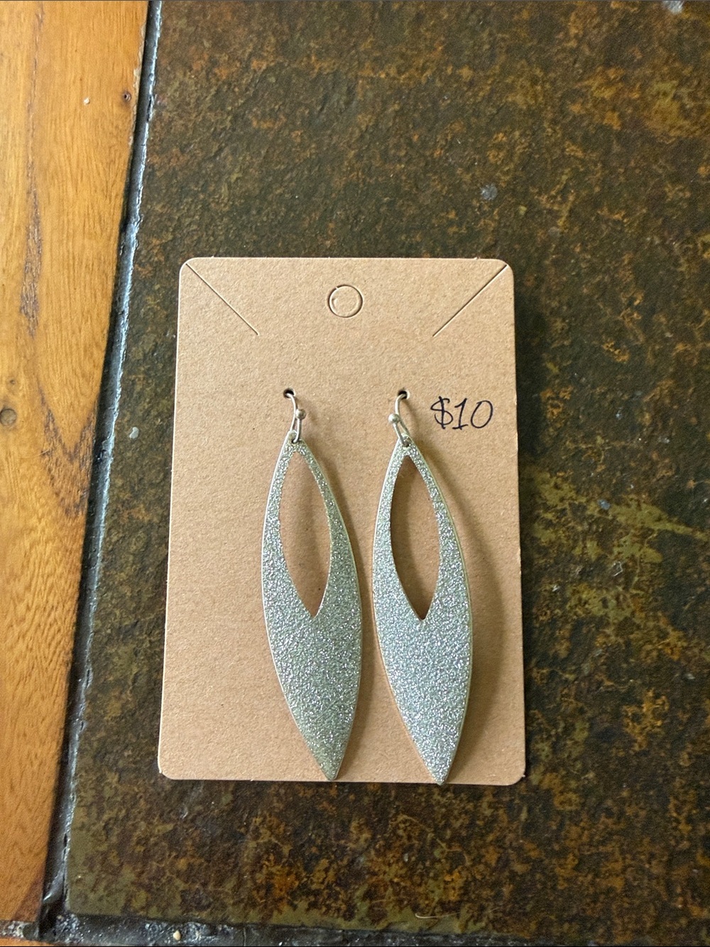Silver Glitter Teardrop Dangle Earrings - Women Jewelry